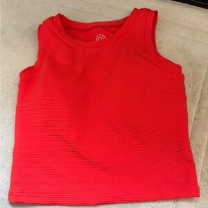 Red Ribbed Gym Tank Top